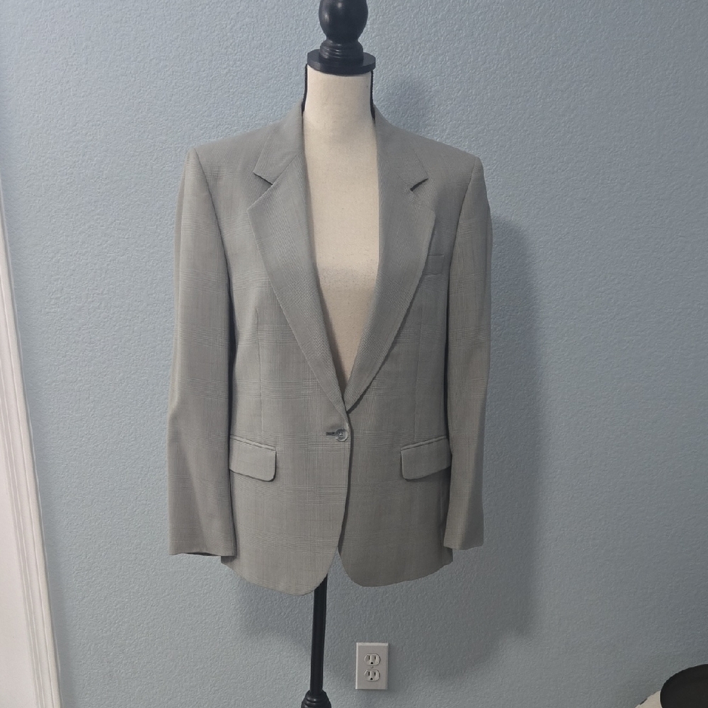 VTG MILLS TOUCHE Women"s Tailored Glen Plaid Gray Blazer The Classic Woman Sz 10